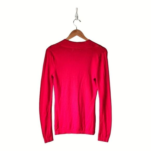 Banana Republic Merino Wool Cashmere Blend Holiday Red V-neck Sweater sz S - Picture 2 of 4